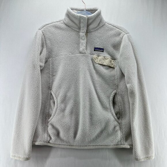 Patagonia Jackets & Blazers - Patagonia Jacket Womens M Fuzzy Fleece  Re Tool Snap-T Polartec Pullover White